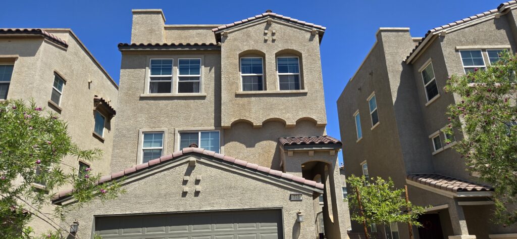 Wood fascia painting on a Las Vegas home exterior